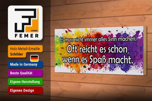 Holzschild Spruch 27x10 cm Muss nicht alles Sinn machen Deko Schild wooden sign - Picture 3 of 5