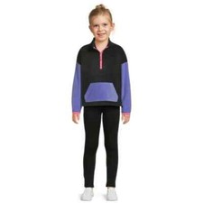 2Pcs Athletic Works Girls Pullover Cozy Legging Outfit Set XS 4/5 Multicolor