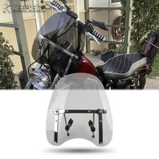 Large Smoke Windshield Screen 7/8" Bar Clamps For Harley Sportster XL 1200 883