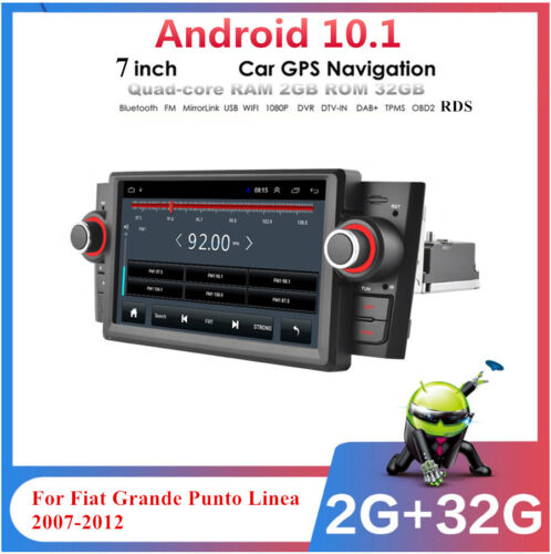 7'' Android 10.1 2+32G Car Radio GPS Wifi For Fiat Grande Punto Linea 2007-2012 - Foto 1 di 23