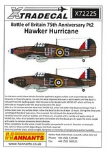 Xtra Decals 1/72 HAWKER HURRICANE Mk.I 75th Anniversary Battle of Britain Part 2