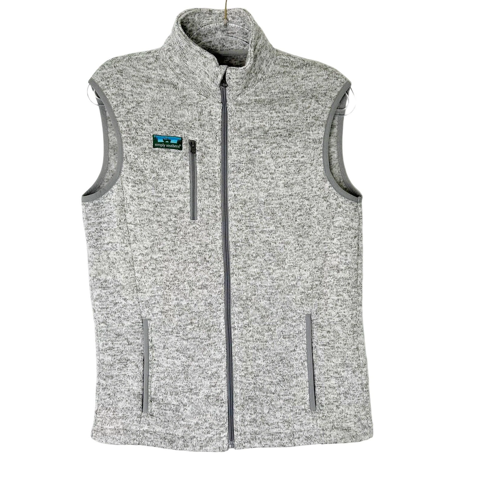 Simply Southern Sweater Knit Vest Men’s Size Small Gray Full Zip image 1
