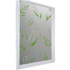 Frosted Window Privacy Film Green Flower Static Cling Glass Sticker Decorative