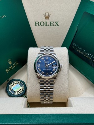 Rolex Datejust 31 Blue Roman Dial Stainless Steel Fluted Bezel Jubilee Bracelet
