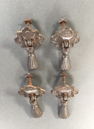 Antique Metal Cupboard Pull Handles X4 Reclaimed Salvaged - Picture 5 of 12