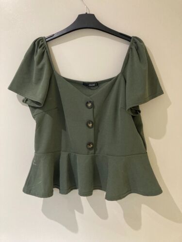 Quiz - Size 16 - Cropped Khaki Peplum Top - image 1