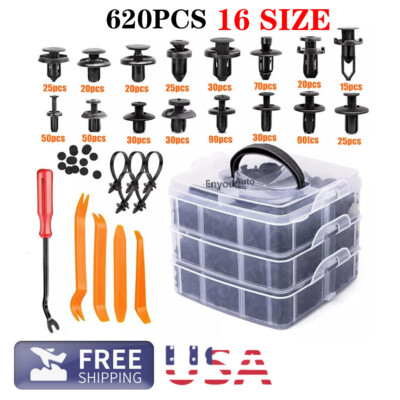 Rivets Fastener Fender Push Pin Trim Auto Bumper Clips 620Pcs