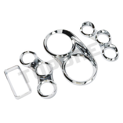 Chrome Instrument Dash Gauge Covers w/ Visor Kit Peterbilt