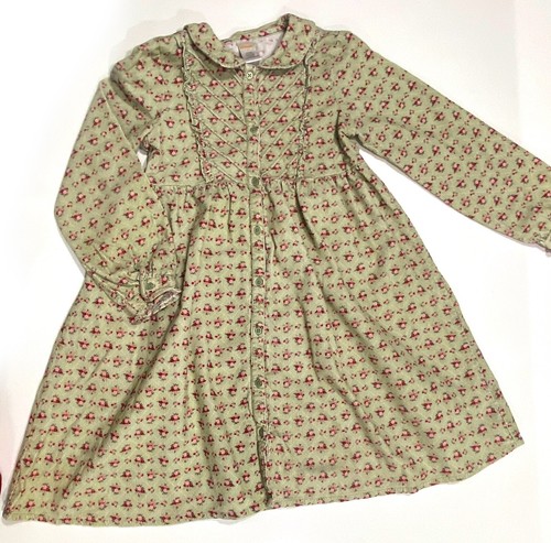 LOT 2 Green Floral Corduroy Prairie Dress Gymboree Shirt Top Girl Size 5, 6, 10 - Picture 2 of 10