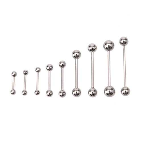 10PCS Stainless steel Ball Tongue Navel Nipple Barbell Rings Bars Body Piercing - Photo 1 sur 19