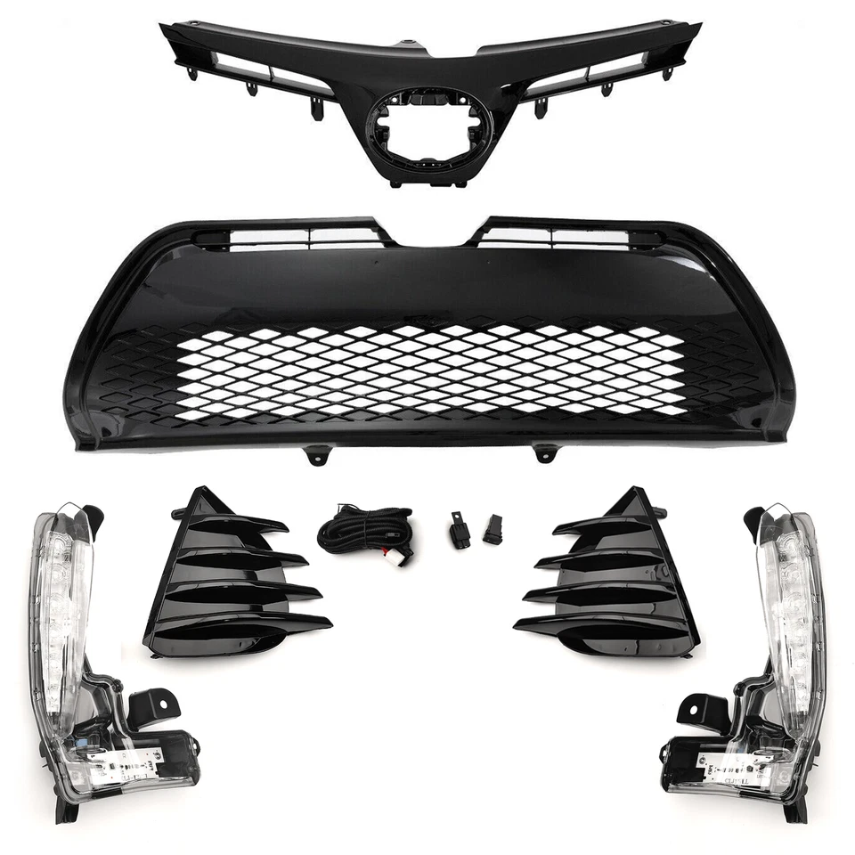 6 peças para Toyota Corolla SE XSE 2017-2019 grade dianteira superior inferior luzes de neblina de LED - Imagem 3 de 4