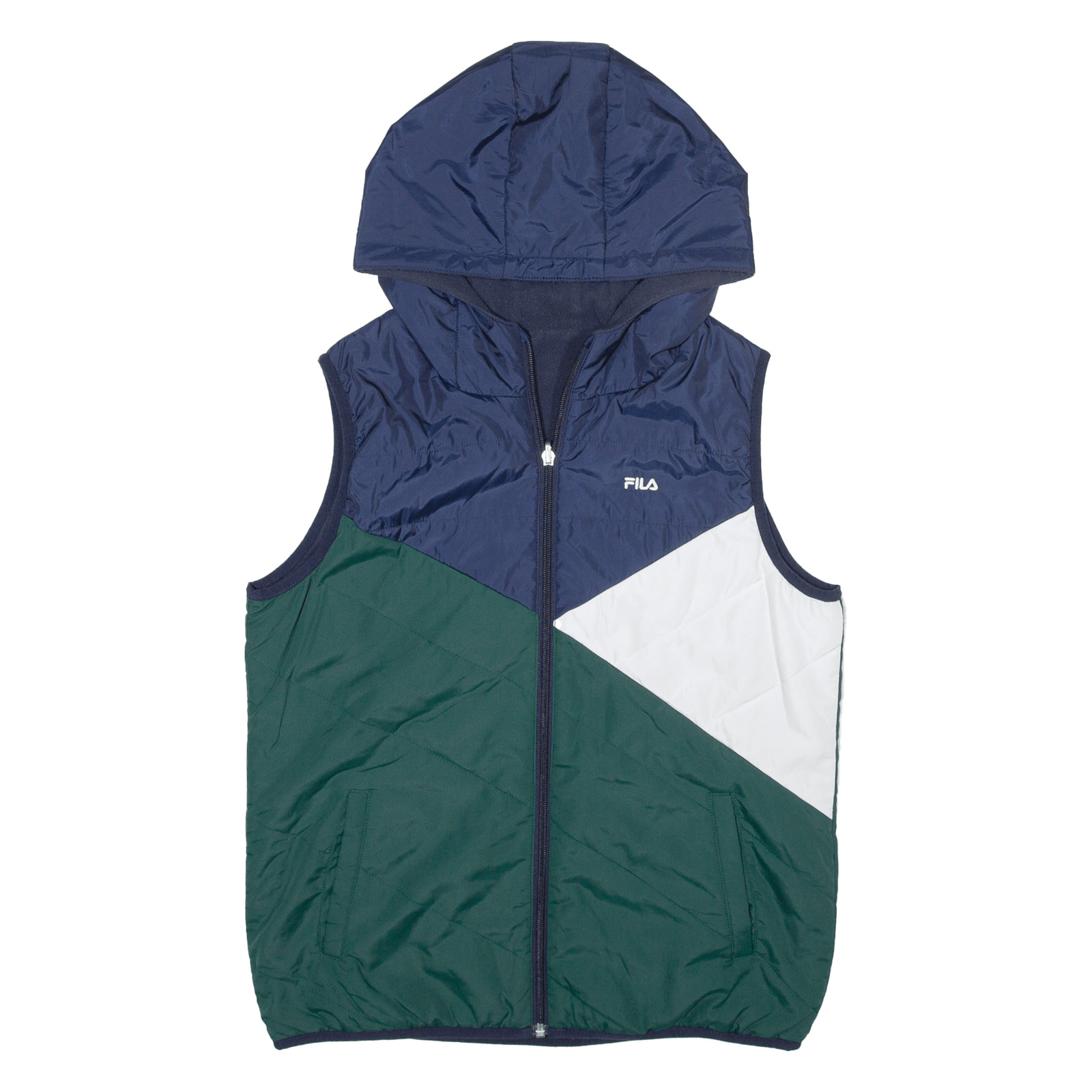 FILA Gilet imbottito reversibile foderato in pile ragazzo blu con cappuccio colorblock M