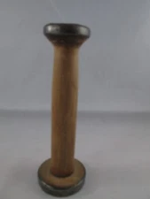  Factory Spool Spindle Rustic Wood Metal Ends 6 3/4"  Tall Weaving Cloth Vintage