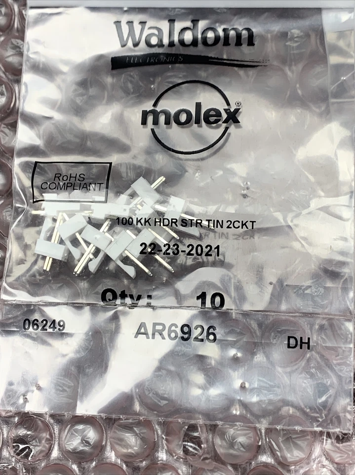  Nuevo Lote de 5 en Bolsa de Fábrica Conector WALDOM MOLEX 22-23-2021-P (PAQUETE de 10) Foto 3 de 4