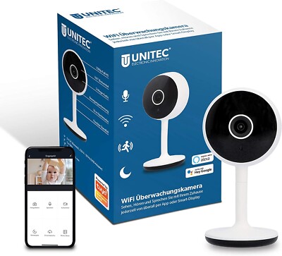 UNITEC WiFi Kamera mit Bewegungssensor Indoor Überwachnungskamera 1080px Full HD