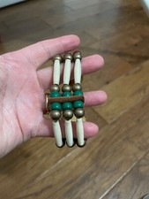 Handmade leather native beaded stone bracelet