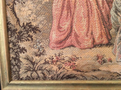 ancienne tapisserie scene galantes atelier Gobelins ? encadrer - Imagen 7 de 11
