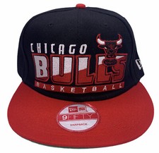 Chicago Bulls New Era 9FIFTY Snapback Cap NBA Hat Black Red NEW