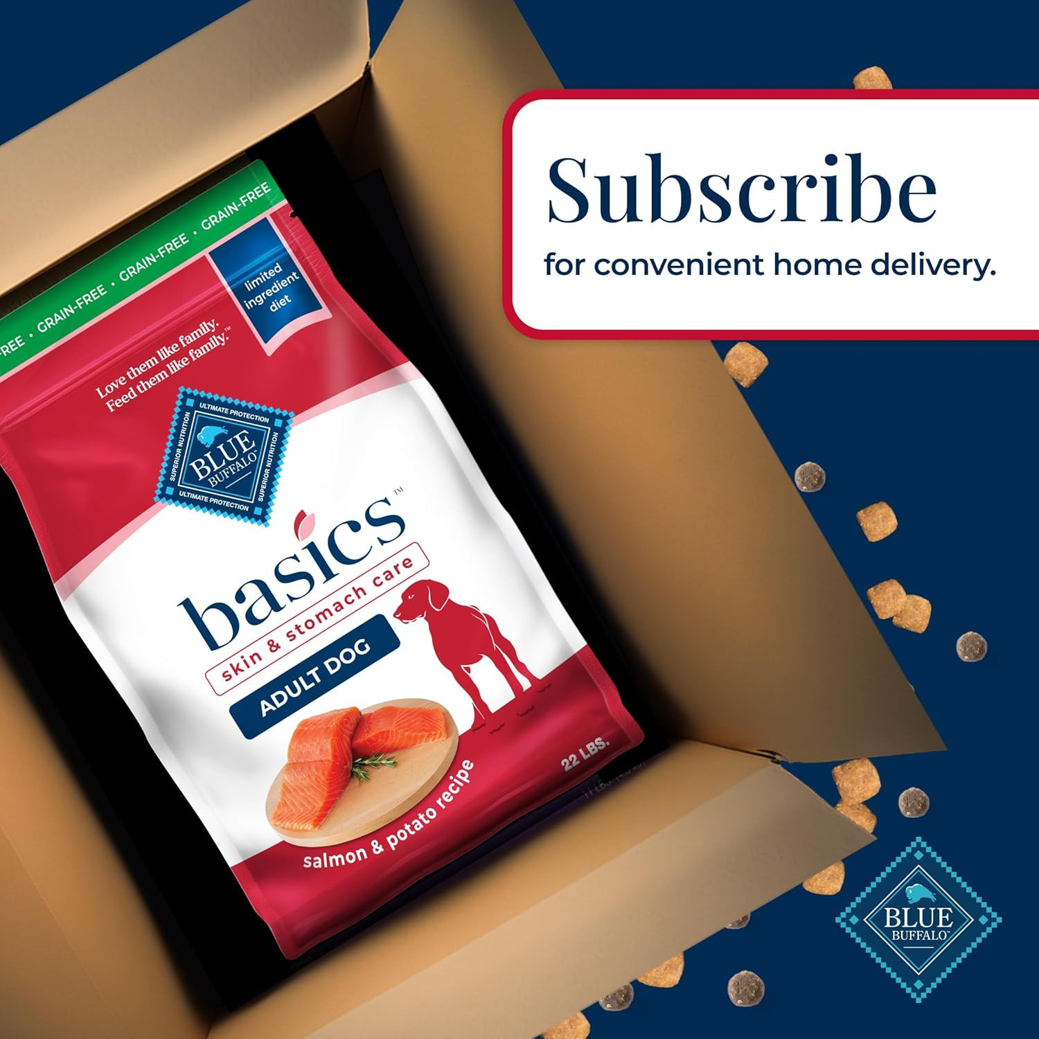 Basics Grain-Free Dry Dog  for Adult Dogs, Limited Ingredient Diet, Salmon Recip