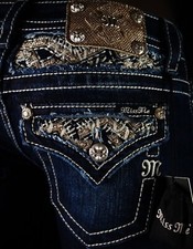  108 Buckle Miss Me Jean "Champagne Leather Flaps  Yoke" Boot 26 X 37 Xtra-Long