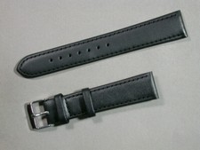 echt Leder Uhrenarmband Schwarz Seidenmatt 18mm stabile Edelstahlschließe 9207
