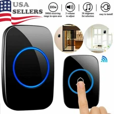 Waterproof Wireless Doorbell Adjustable Volume 1000FT Plugin Receiver 38 Chime