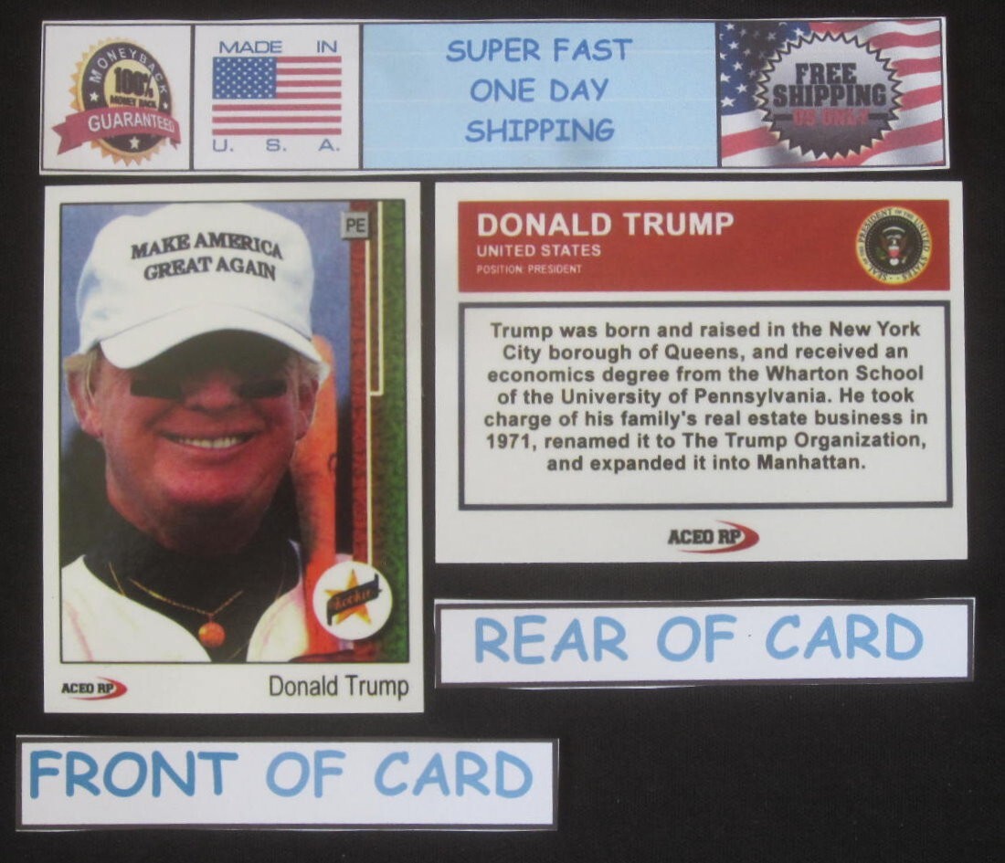 DONALD TRUMP Set of 4 ACEO Baseball Cards52 & 75 Topps89 Upper Deck