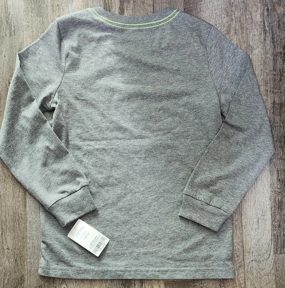 Carters Long Sleeve T-Shirt Boys Size 6 Gray Dinosaur Bats Popcorn Halloween NEW - Image 3 of 3