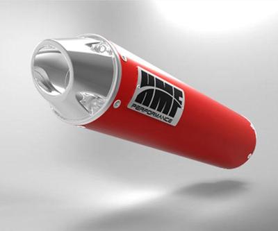 HMF Performance Slip Exhaust ROUND Red w/Polished Euro Cap Honda TRX450R 450R
