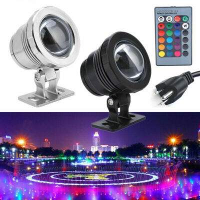 10pcs Submersible RGB LED Pond Spot Lights Underwater Pool Fountain w ...