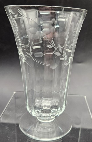 Set of 4 Vintage Engraved Floral Paneled Parfait Iced Tea Water Glasses 10 oz - Picture 5 of 19