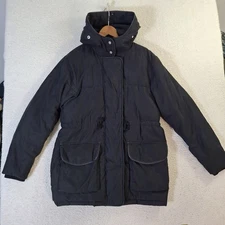 Abercrombie & Fitch Jacket Mens Small Black Hooded Parka Water Wind Resistant