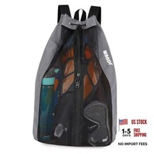Swim Bag for Swimmers, Mesh Beach Backpack  Drawstring, Wet Medium Grey