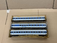 FLEISCHMANN HO SCALE PASSENGER COACH CAR WAGONS 3X INTER-REGIO DB 2&1 CLASS BLUE