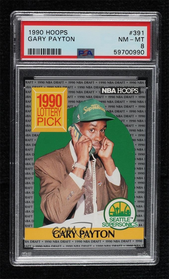 1990-91 NBA Hoops 1990 Lottery Pick Gary Payton #391 PSA 8 Rookie RC HOF