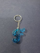 Initial New Letter Cursive F Resin Blue W Sparkle Key Chain