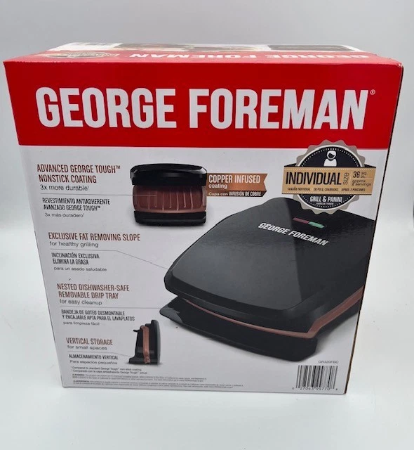 New George Foreman 2 Serving Grill & Panini Copper Infused Non-Stick Coating
Opens in a new window o