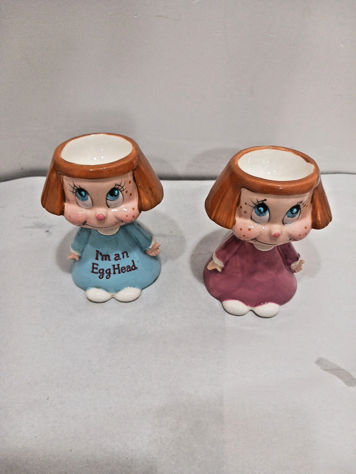 Kreiss Egghead egg cups from Japan are mid-century modern holy grails — anthropomorphic, sculptural, and genuinely rare finds.