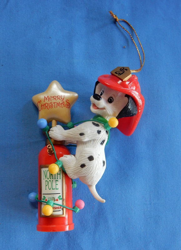 Lustre Fame 1997 Dalmatian on Fire Extinguisher North Pole Christmas Ornament