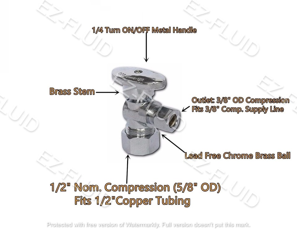 10Pcs Heavy Duty Angle Stop Valve,1/2
