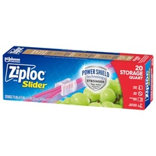 Ziploc Quart Food Storage Slider Bags 20 Count BPA Free Reusable Durable Bags