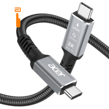 Acer USB4 Cable 40Gbps, 8K 60Hz USB-C Video Cable, 240W Fast Charging 2.3FT