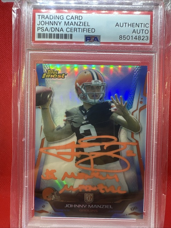 2014 Topps Finest Johnny Manziel PSA SLAB AUTH Autograph W/ Johnny Football INSC