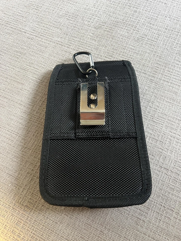 Miztech Black Nylon Belt Clip Phone Pouch Holster w/ Buckle Carabiner EDC Gear - Image 2 of 4