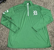 Detroit Tigers Eastern Michigan  1/4 Zip Pullover Shirt/Light Jacket Sz XL Green