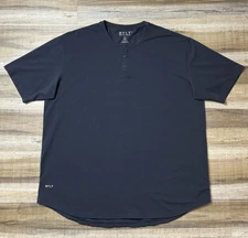 BYLT Premium Basics Henley Drop-Cut Short Sleeve Shirt Mens Size 3XL Navy Blue