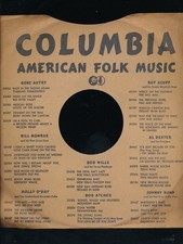 78 RPM company logo sleeves- POST WAR-COLUMBIA American folk music