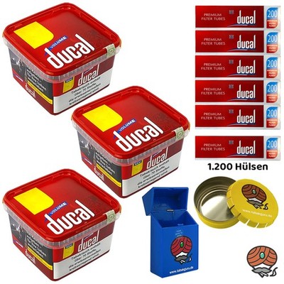ducal Volume Volumentabak Eimer 3x 155g, 1200 ducal Hülsen, Ascher, Box