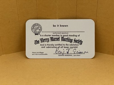 THE MERRY MARVEL MARCHING SOCIETY MEMBERSHIP CARD - BEIGE - VINTAGE REPRINT