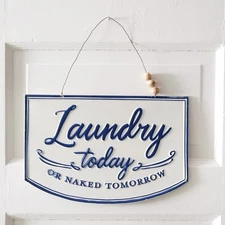 Laundry Today Small Hanging Sign Metal Wire Home Decorative Collectible
